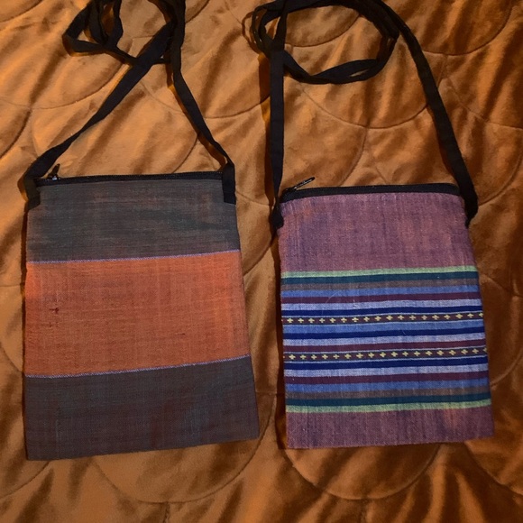 Set of 2 Handmade Lightweight Boho cloth crossbody bags - Picture 2 of 6